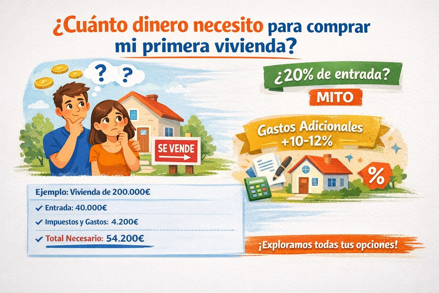 Casa con monedas y calculadora representando ahorro para hipoteca