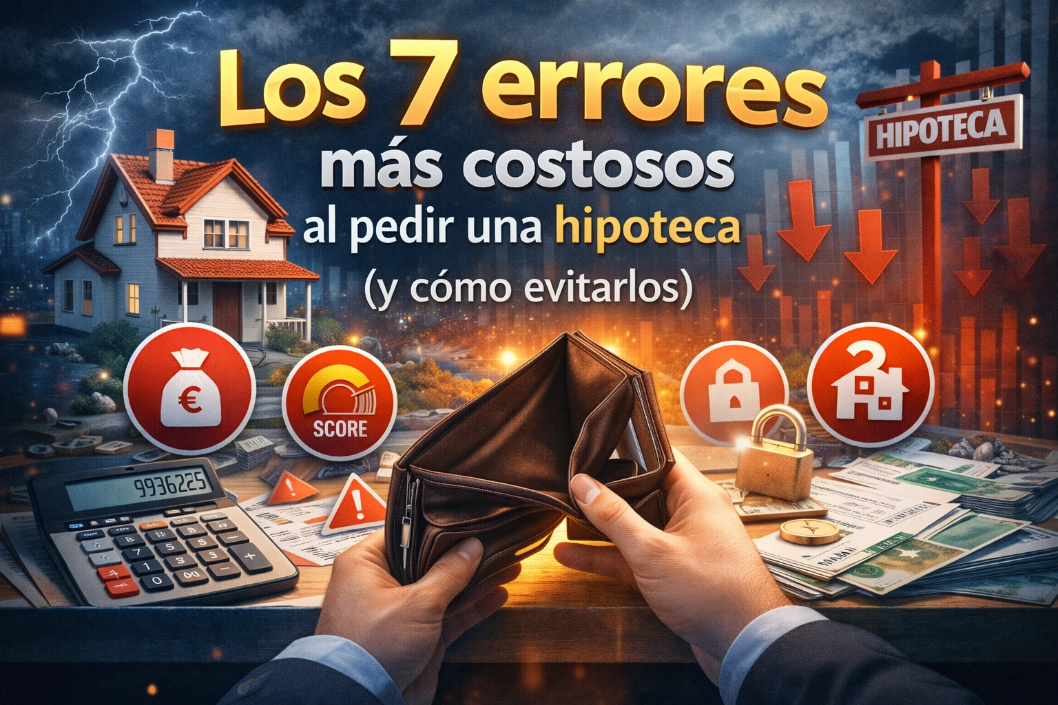 Persona preocupada revisando documentos hipotecarios